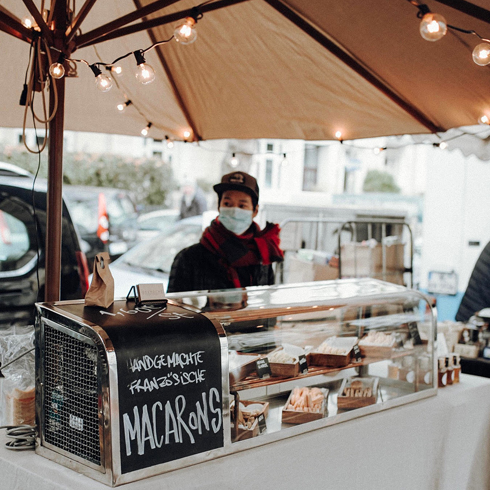 Macarons auf Wochenmarkt